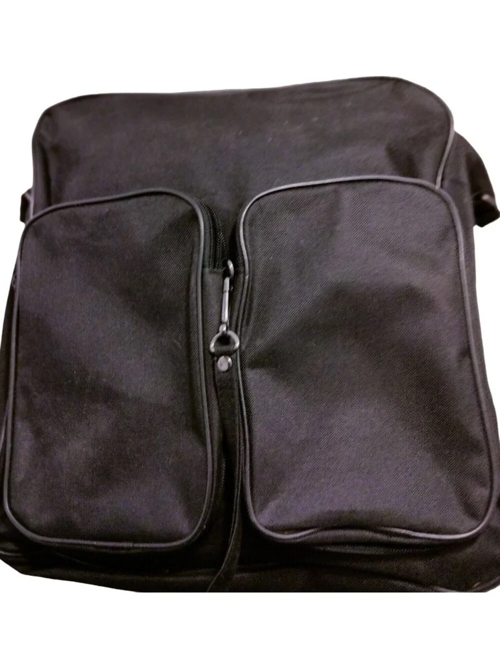 Unisex Sports Bag Black Tote Shoulder Casual Messenger Book Bag Zipper Pockets
